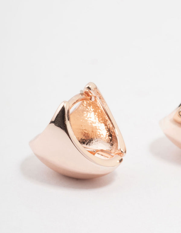 Rose Gold Plated Round Bottom Triangle Hoop Earrings