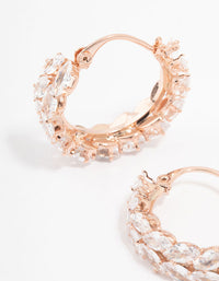 Rose Gold Plated Cubic Zirconia Marquise Herring Hoop Earrings - link has visual effect only