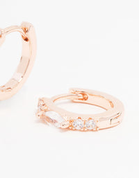 Rose Gold Plated Cubic Zirconia Marquise Pave Huggie Earrings - link has visual effect only