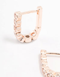 Rose Gold Plated Cubic Zirconia Stone Oval Hoop Earrings - link has visual effect only