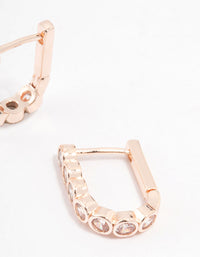 Rose Gold Plated Cubic Zirconia Stone Oval Hoop Earrings - link has visual effect only