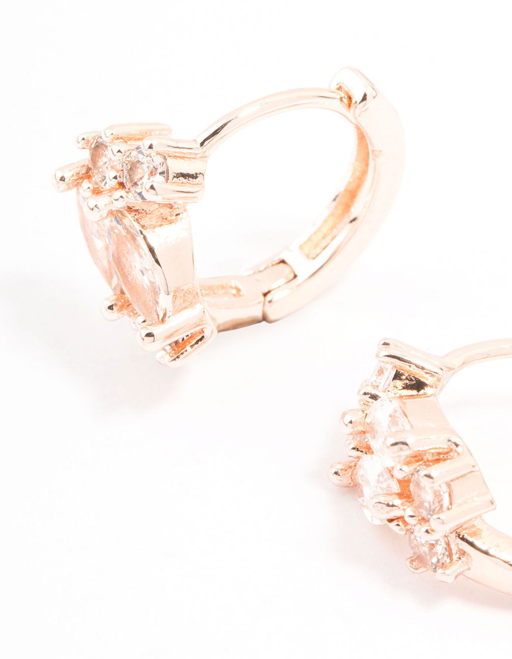 Rose Gold Plated Cubic Zirconia Marquise Cluster Hoop Earrings