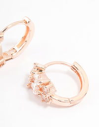 Rose Gold Plated Cubic Zirconia Marquise Cluster Hoop Earrings - link has visual effect only