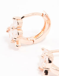 Rose Gold Plated Cubic Zirconia Flower & Leaf Hoop Earrings - link has visual effect only