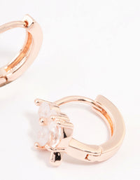 Rose Gold Plated Cubic Zirconia Flower & Leaf Hoop Earrings - link has visual effect only