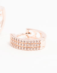 Rose Gold Plated Trio Pave Hoop Earrings - link has visual effect only