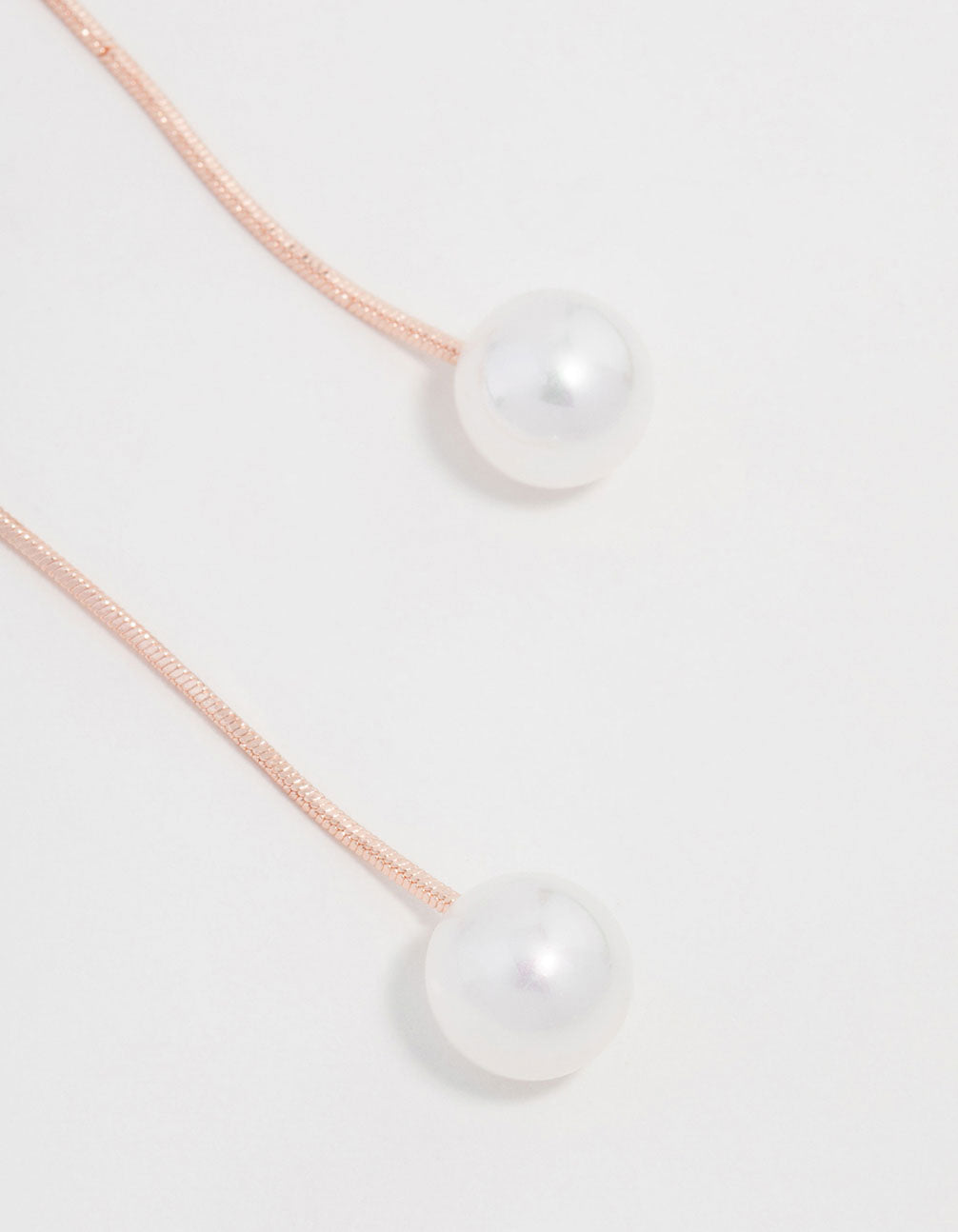 Rose Gold Plated Long Butterfly And Pearl Drop Earrings