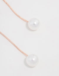 Rose Gold Plated Long Butterfly And Pearl Drop Earrings - link has visual effect only