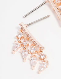 Rose Gold Plated Cubic Zirconia Pave Drop Crawler Earrings - link has visual effect only