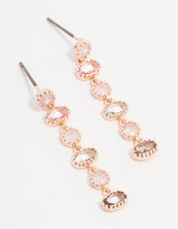 Rose Gold Plated Cubic Zirconia Oval & Round Stone Drop Earrings - link has visual effect only