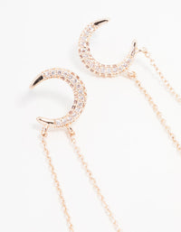 Rose Gold Plated Cubic Zirconia Moon & Star Drop Earrings - link has visual effect only