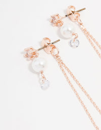 Rose Gold Plated Cubic Zirconia Hang Chain Earrings - link has visual effect only