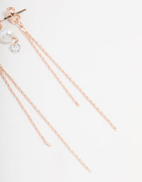Rose Gold Plated Cubic Zirconia Hang Chain Earrings - link has visual effect only