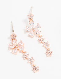 Rose Gold Plated Cubic Zirconia Dainty Flower Drop Earrings - link has visual effect only