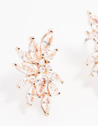 Rose Gold Plated Cubic Zirconia Marquise Cluster Stud Earrings - link has visual effect only