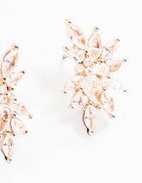 Rose Gold Plated Cubic Zirconia Marquise Cluster Stud Earrings - link has visual effect only
