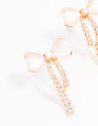 Rose Gold Plated Cubic Zirconia Heart & Bow Stud Earrings - link has visual effect only