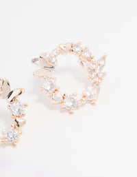 Rose Gold Plated Cubic Zirconia Butterfly Wreath Earrings - link has visual effect only