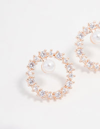 Rose Gold Plated Cubic Zirconia With Pearl Wreath Earrings - link has visual effect only