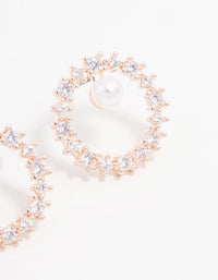 Rose Gold Plated Cubic Zirconia With Pearl Wreath Earrings - link has visual effect only
