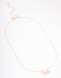 Rose Gold Plated Cubic Zirconia Pave Chunky Bow Necklace - link has visual effect only