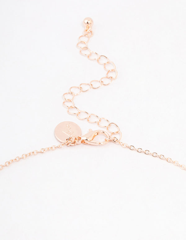 Rose Gold Plated Cubic Zirconia Pave Chunky Bow Necklace