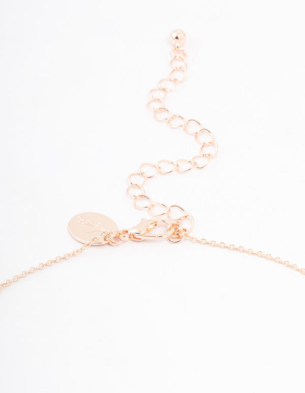 Rose Gold Plated Cubic Zirconia Bow Drop Necklace