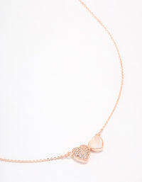 Rose Gold Plated Cubic Zirconia Double Pave Heart Necklace - link has visual effect only