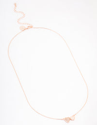 Rose Gold Plated Cubic Zirconia Double Pave Heart Necklace - link has visual effect only