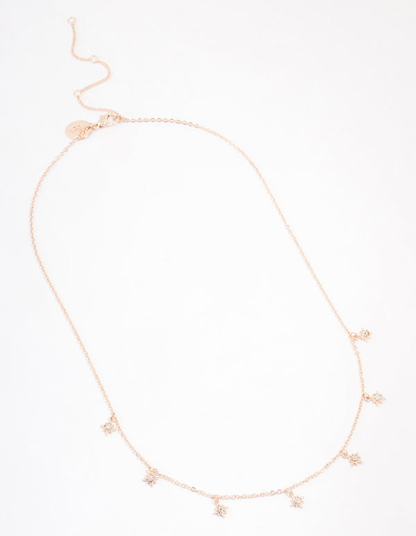 Rose Gold Plated Cubic Zirconia Dainty Star Drop Necklace