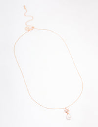 Rose Gold Plated Cubic Zirconia Pearl Flower Drop Necklace - link has visual effect only