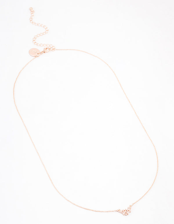 Rose Gold Plated Cubic Zirconia Mini Pear Cluster Necklace