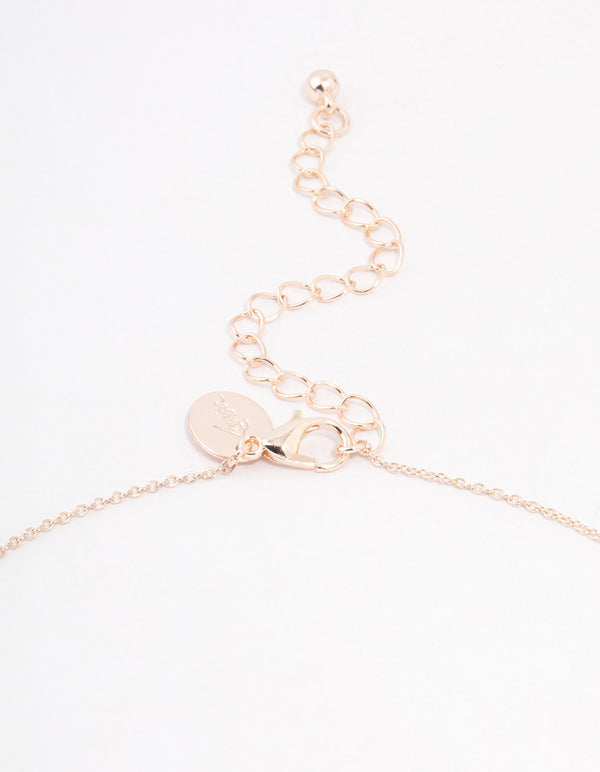 Rose Gold Plated Cubic Zirconia Pear Bar Necklace