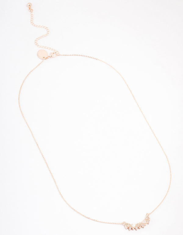 Rose Gold Plated Cubic Zirconia Mini Heart Banner Necklace