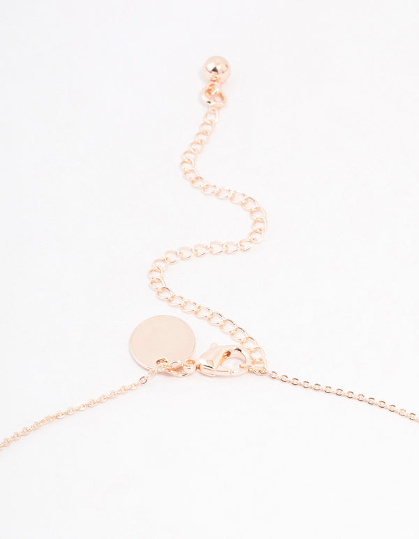 Rose Gold Plated Cubic Zirconia Mini Heart Banner Necklace