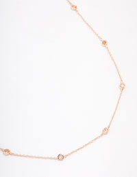 Rose Gold Plated Cubic Zirconia Round Stone Station Necklace - link has visual effect only