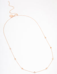 Rose Gold Plated Cubic Zirconia Round Stone Station Necklace - link has visual effect only