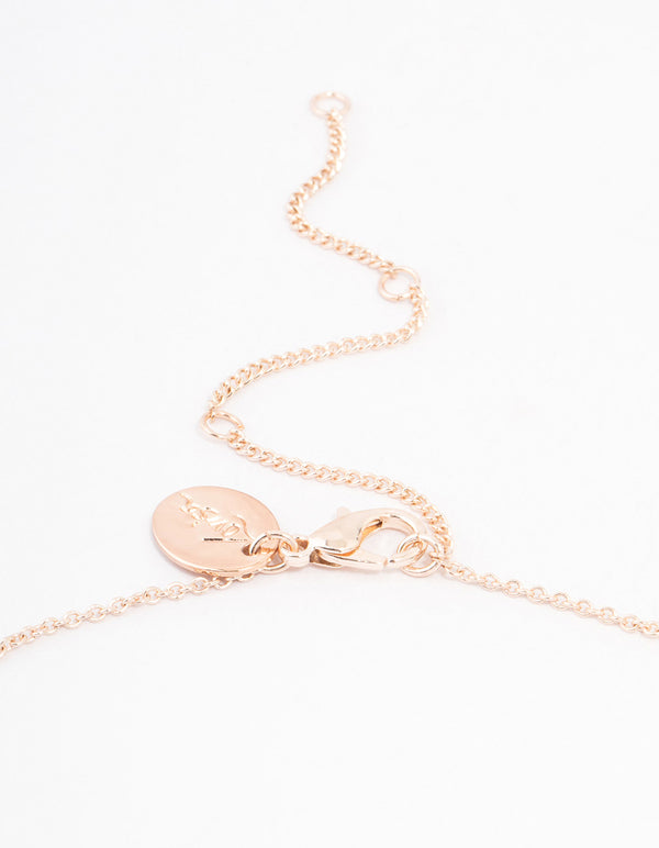 Rose Gold Plated Cubic Zirconia Round Stone Station Necklace