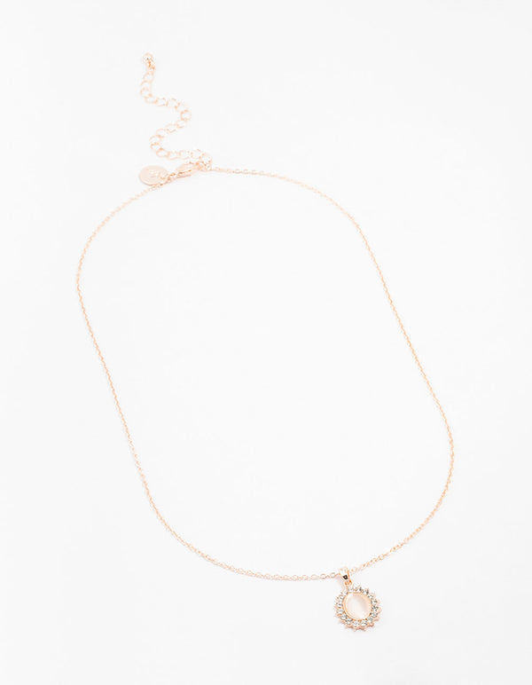 Rose Gold Plated Classic Encased Stone Necklace