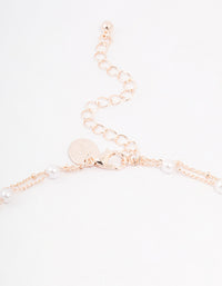 Rose Gold Plated Cubic Zirconia Butterfly & Pearl Double Necklace - link has visual effect only