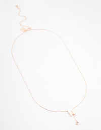 Rose Gold Plated Cubic Zirconia Mother of Pearl Butterfly Drop Necklace - link has visual effect only
