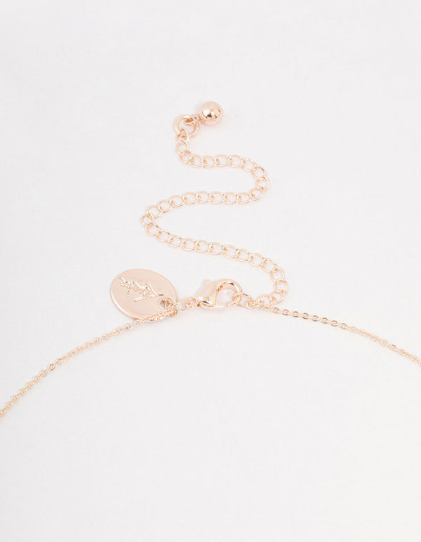 Rose Gold Plated Chunky Bow Pearl Drop Y-Necklace