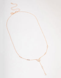 Rose Gold Plated Cubic Zirconia Butterfly Station Y-Necklace - link has visual effect only