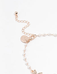 Rose Gold Plated Pearl & Butterfly Charm Bracelet - link has visual effect only