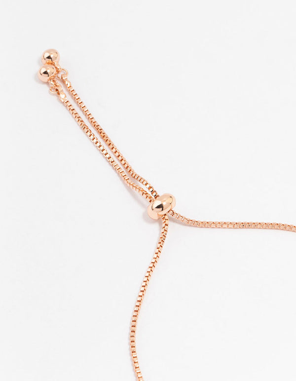 Rose Gold Plated Cubic Zirconia Mini Heart Toggle Bracelet