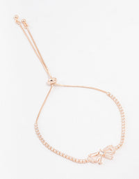 Rose Gold Plated Cubic Zirconia Baguette Bow Toggle Bracelet - link has visual effect only