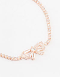 Rose Gold Plated Cubic Zirconia Baguette Bow Toggle Bracelet - link has visual effect only