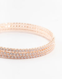 Rose Gold Plated Cubic Zirconia Cup Chain Wrap Bracelet - link has visual effect only