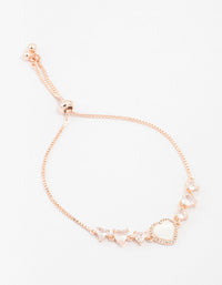 Rose Gold Plated Large Mother of Pearl & Mini Cubic Zirconia Heart Toggle Bracelet - link has visual effect only