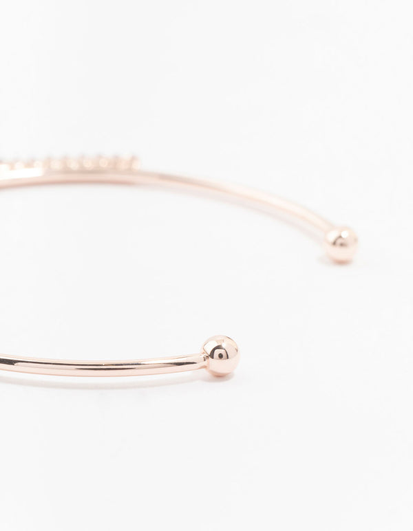Rose Gold Plated Cubic Zirconia Mini Marquise Wrist Cuff